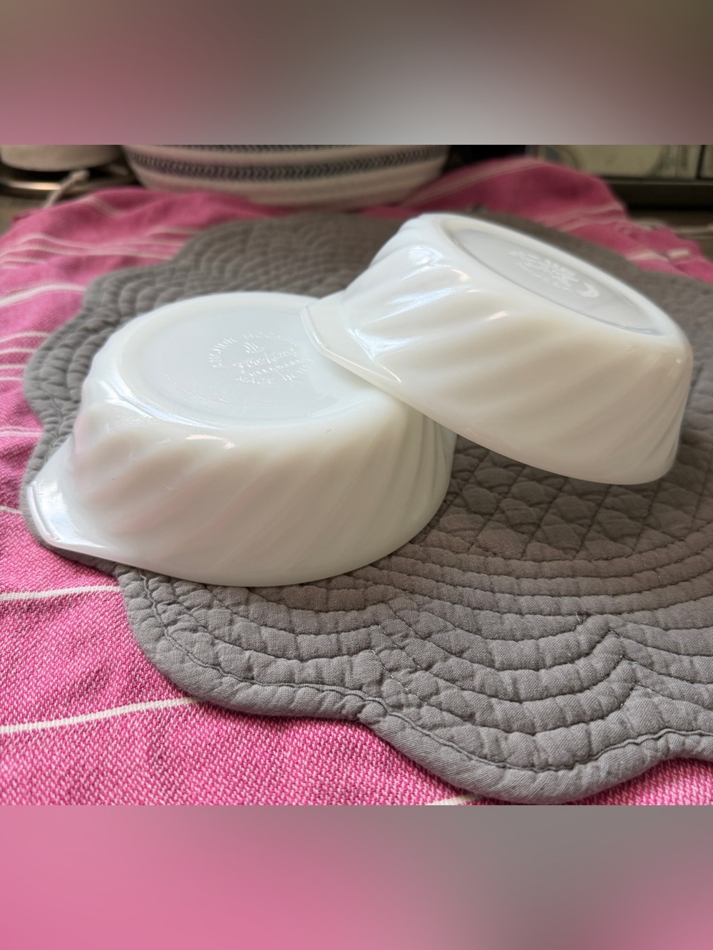 Fire King White Milk Glass Swirl Mini-Casserole (Pair)
